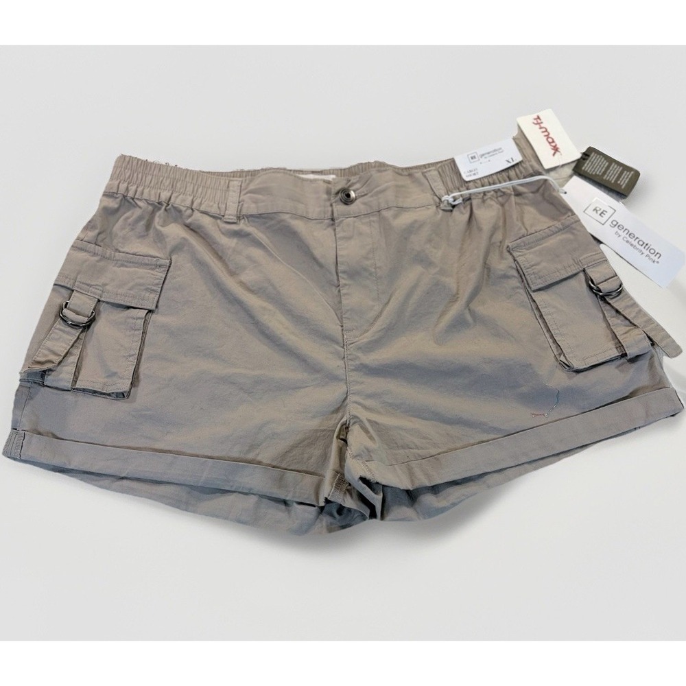 Celebrity Pink Women's Cargo Shorts‎ XL Khaki NWT 3" Utility Festival Minimal